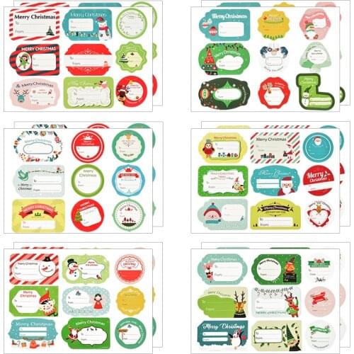 108Pcs/12Sheets Merry Christmas DIY Gift Stickers Name Tags Present Seal Label Stickers Christmas Gift Packaging Decoration
