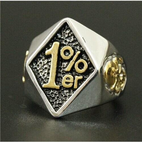 2015 Motor Biker 1%ER Ring 316L Stainless Steel Men Boys Fashion Cool Man Biker Skull Ring