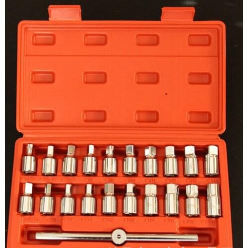 21 Pieces Durable Wear-resistant Four-corner Hexagonal Oil Drain Tool Oil Drain Screw Set Oil Pan Screw Socket Wrench