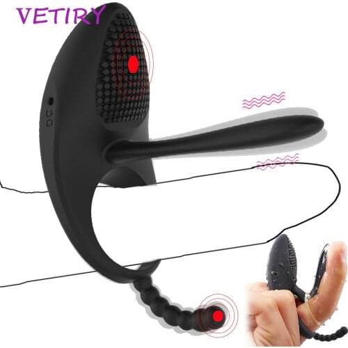 3 Point Vibrating Cock Ring Male Penis Rings Adult Sex Toys For Men Delay Ejaculation Women Clitoris Stimulate Cockring Anal Toy