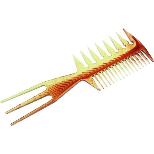 3 Way Wide Tooth Hair Comb Smooth Hair Pick Comb Afro Hair Comb Brush Brown