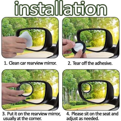360 Degree HD Blind Spot Mirror Adjustable Car Rearview Convex Mirror for Car Reverse Wide Angle Vehicle Parking Rimless Mirrors
