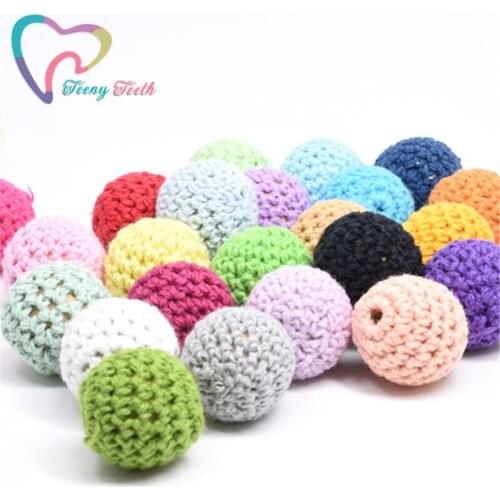50 PCS 16 MM Wooden Crochet Beads Chewable Ball Beads DIY Wooden Teething Knitting Beads Jewelry Crib Sensory Toy Baby Teether