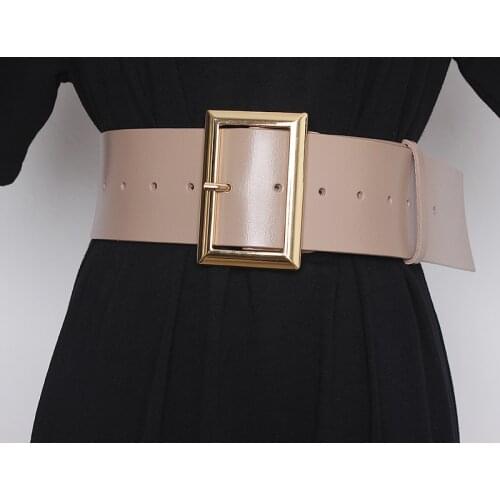 6.5CM Wide Cowhide Belt Women Waist Belt Solid Split Leather Corset Strap Cinch Elegant Ladies European Dress Coat Shirt Belt
