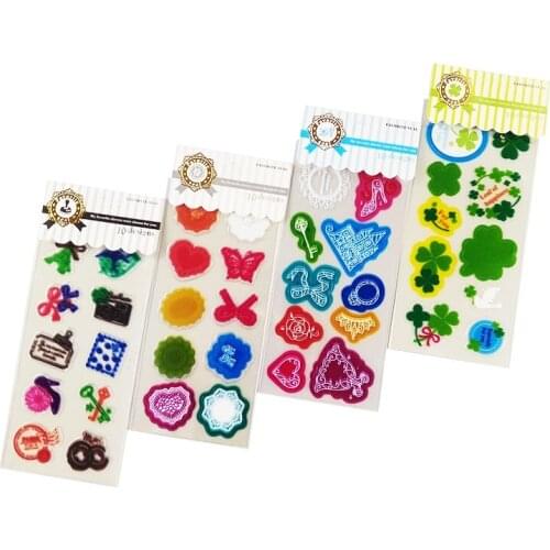 6 Sheet/pack Transparent PVC Lucky Clover Stickers Cute Figure Heels Seal Photo Album Decorative Stickers Child DIY Toy Sticker