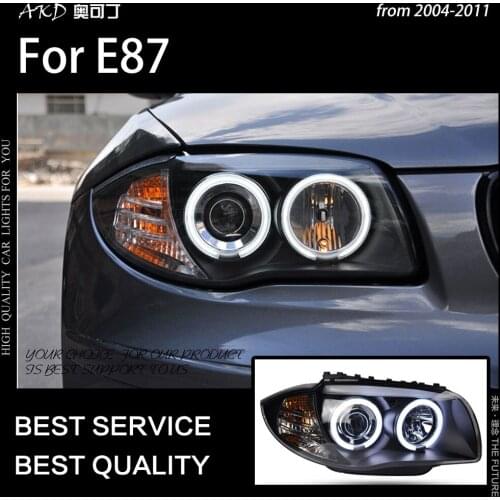AKD Car Styling Head Lamp for E87 Headlights 2003-2010 120i 118i E87 LED Headlight Angel Eye DRL Hid Bi Xenon Auto Accessories