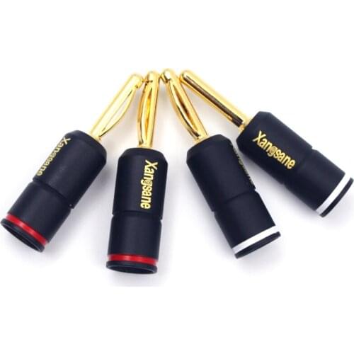 Audio Adapter Pure Red Copper Banana Lock Plug HiFi Speaker Banana Connectors (4 Pcs)