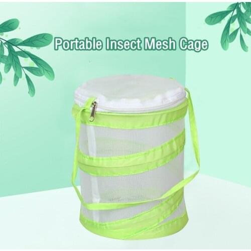 Insect and Butterfly Habitat Cage Pop-Up Insect Mesh Cage Folding Terrarium Cylindrical Breeding Container Catching Cage