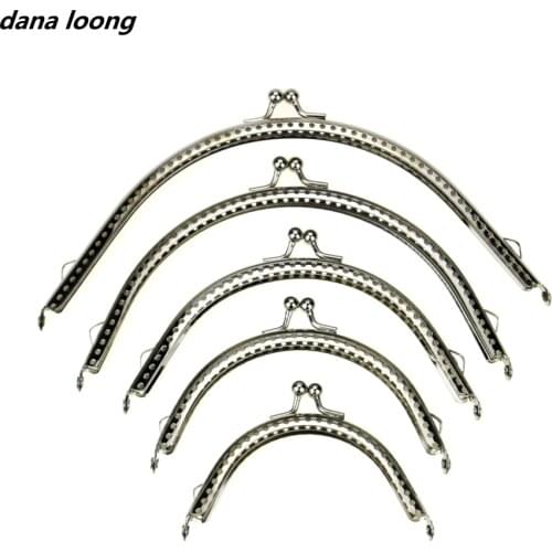1 Piece Glossy Silver Basic Arch Metal Purse Frame Kiss Clasp Lock DIY Bag Accessories 8.5/10.5/12.5/15.5/18.5 CM