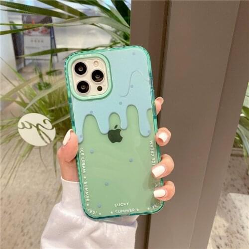 Retro mint green ice cream cool summer Phone Case For iPhone 11 12 Pro Max Xs Max XR X 7 8 Plus 7Plus case Cute Clear Soft Cover