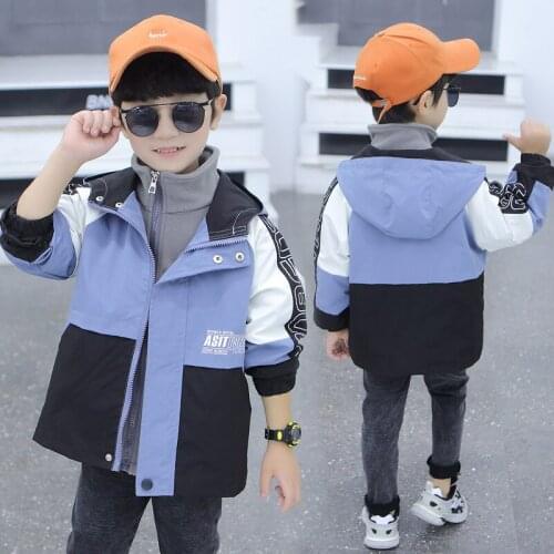 Blue Spring Autumn Boy Coat Jackets Overcoat Top Kids Teenage Gift Children Clothes Gift Formal School High Quality