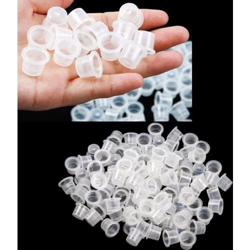 1000 Pcs/Bag Microblading Tattoo Ink Cup Cap Pigment Clear Holder Container 8mm Size For Needle Tip Grip Tattoo Power Supply