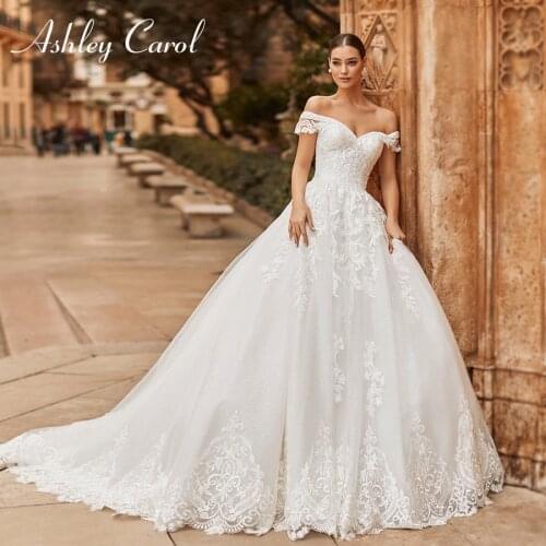 Ashley Carol Princess Wedding Dress 2021 Beaded Sweetheart Bride Gown Appliques Lace Up A-Line Bridal Dresses Vestido De Noiva