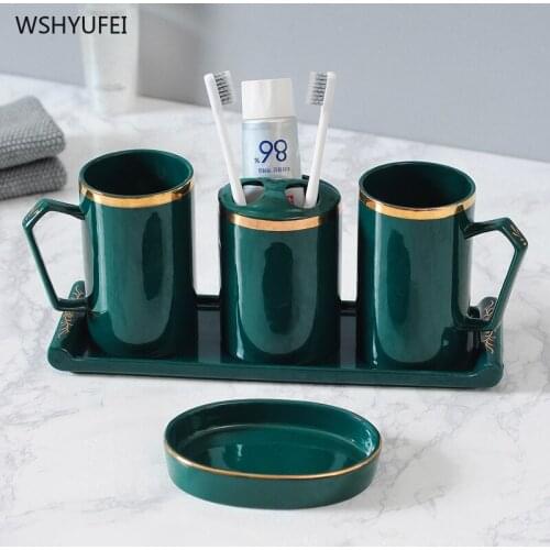 European ceramic bathroom set accessories five-piece Toothbrush soap dispenser soap box Home bathroom decor wash set