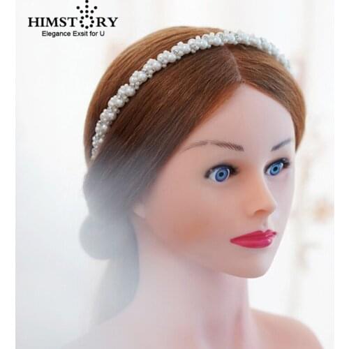 HIMSTORY 2019 New Elegant Simulated Pearl Hairband Hairwear Bridal Wedding Fashion Jewelry Women Gifts Hair Accessories