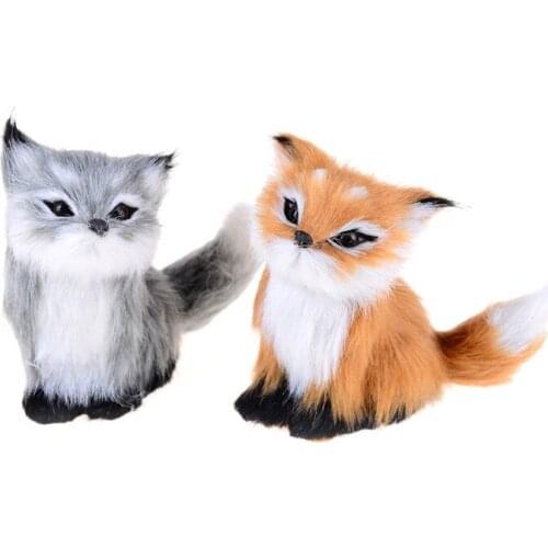 Simulation Fox Toy Polyethylene & Furs Squatting Fox Fox Doll Home Decoration