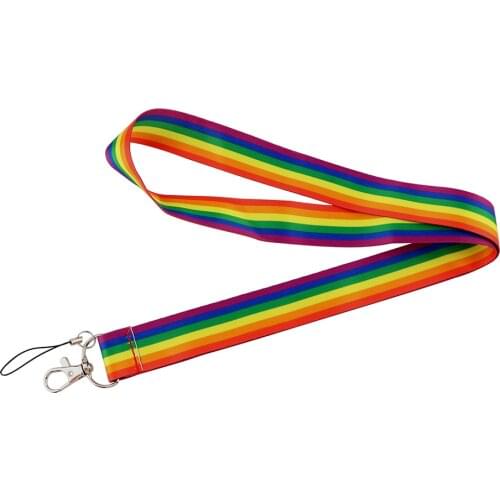 J2958 Cartoon Homosexual Love Rainbow Lanyard Keychains Accessory For Mobile Phone USB ID Badge Holder Key Strap Neck Lanyard