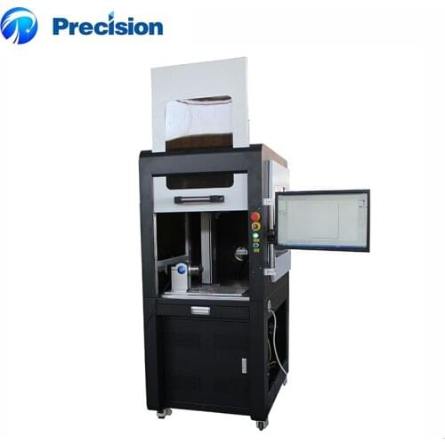 Jinan Precision CNC Full closed cover fiber laser marking machine with auto focus for sale