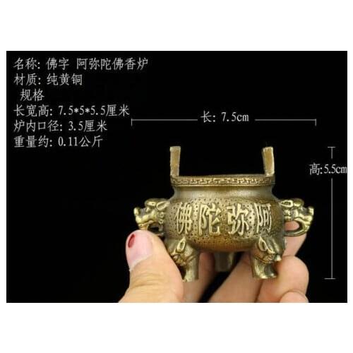 Chinese old antique brass statue MING XuanDe hand made Amitabha Incense Burners