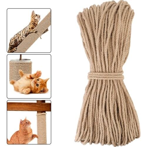 For Cat Sharpen Claw Natural Sisal Rope Twine 20M/50M/100M Cat Climbing Frame Desk Legs Binding Rope DIY Scratching Post Toy