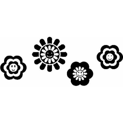 Beautiful and Cute Smile Flower Sticker High Quality Car Decoration Personality Pvc Waterproof Decal Black/white, 18cm*7cm