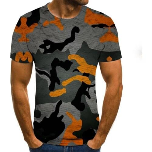 2020 summer Europe and America 3d color outline art digital printing top round neck short sleeve unisex