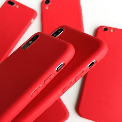 Red Matte Phone Case For Samsung galaxy J3 J5 J7 2016 2017 J4 J6 Plus J8 A5 A6 A7 A9 2018 J2 J5 J7 Prime Silicone TPU Back Cover
