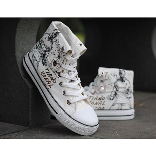 White black mens high-top canvas shoes student shoes casual shoes