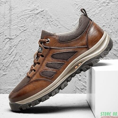 2021 Spring And Summer Mens Shoes Outdoor Sports Shoes Breathable Leather Dad Shoes Mens Cowhide Casual Leather Shoes Loafers