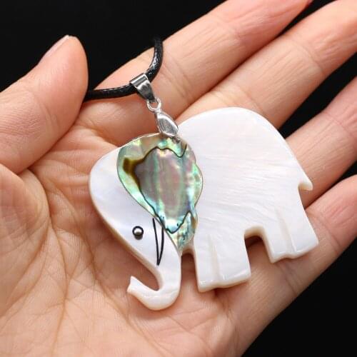 Natural Shell Necklace With Elephant-Shaped Pendant Leather Cord 2MM Charms For Elegant Women Love Romantic Gift