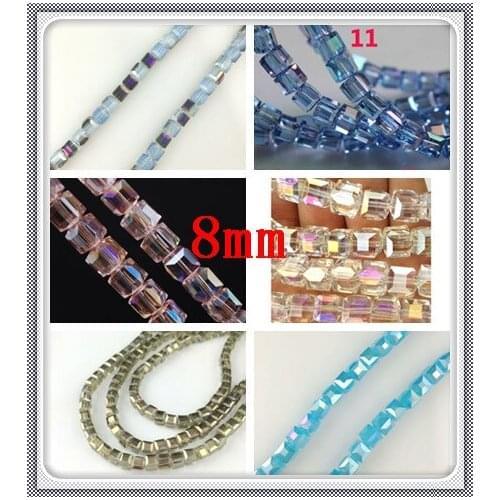 Wholesale 350pcs/Lot 8mm Faceted Cube Lampwork Glass Beads Square Crystal Glass Loose Spacer Beads For Jewelry Making