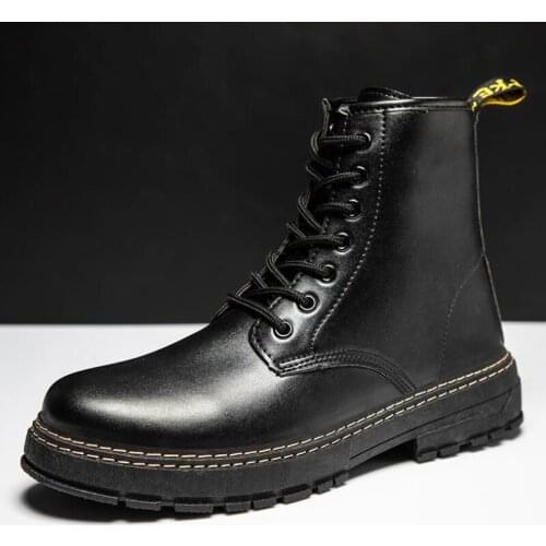 Autumn and winter new mens casual shoes black high-top Martin boots non-slip military tactical leather boots tooling boots men