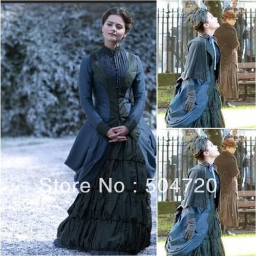 Custom-madeOn sale V-1031 Blue Victorian Gothic/Civil War Southern Belle Ball Gown Dress Halloween dresses Sz US 6-26 XS-6XL