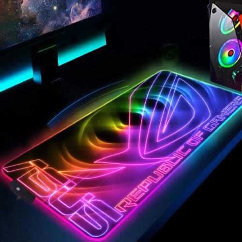RGB Gamer Mouse Pad Large Extended Luminous Computer Mat XXL Desktop 7 Colors LED Desk Mat Gaming Mousepad Keyboard Pad ROG ASUS