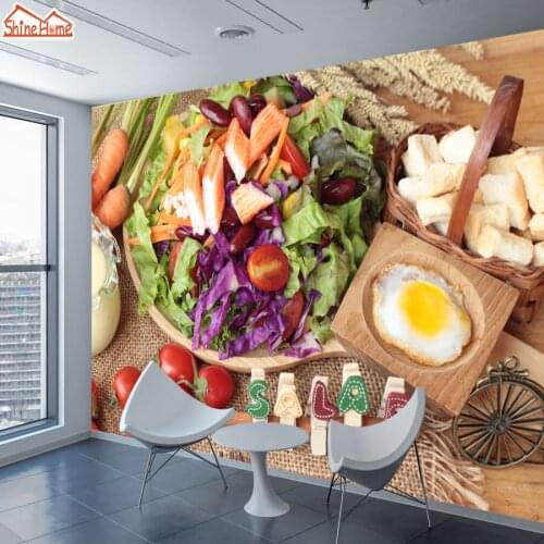 ShineHome-Customized Wallpaper Fresh Salad Egg Delicious Wall Murals Paper Picture Wallpapers for 3d Restaurant Hall Walls Decor