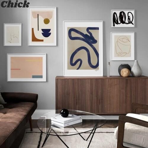 Modern Abstract Line Geometric Color Block Wall Art Canvas Painting Nordic Posters And Print Wall Pictures For Living Room Decor