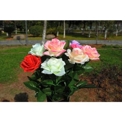 SPR 10pcs/lot Silk Roses Wedding bride holding flowers Bouquet Artificial Flowers 6 Colors Available