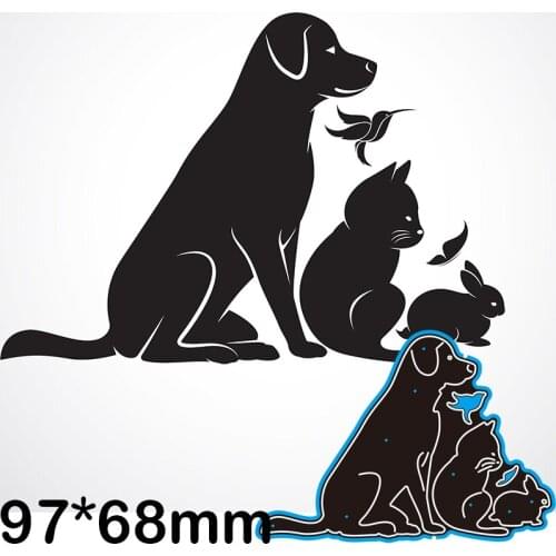 Cutting Dies Dog Cat and Rabbit Greeting Card New for Decoration Scrapbooking Stencil Paper Craft Album Template 97*68mm