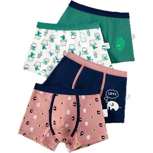 2Pcs/ Lot 2-14 Years Boys Underwear Boxer Elephant Dinosaur Design Kids Cotton Briefs Soft Shorts Childrens Panties