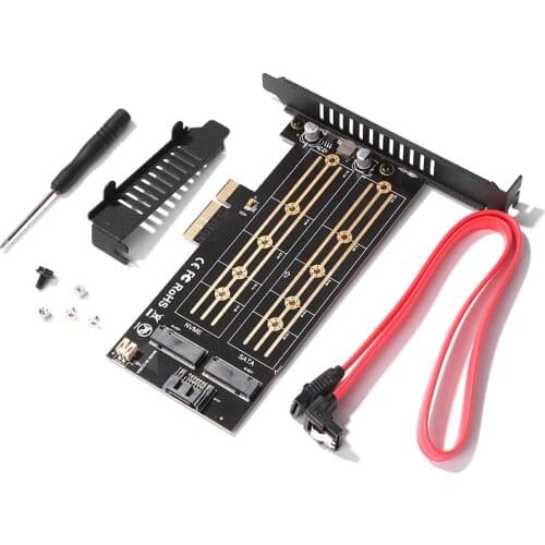 SSD Card Solid State Drive PCIE to M.2 NVME/NGFF High-speed Dual-bay Expansion Card SSD Transfer Card LED SSD Extender