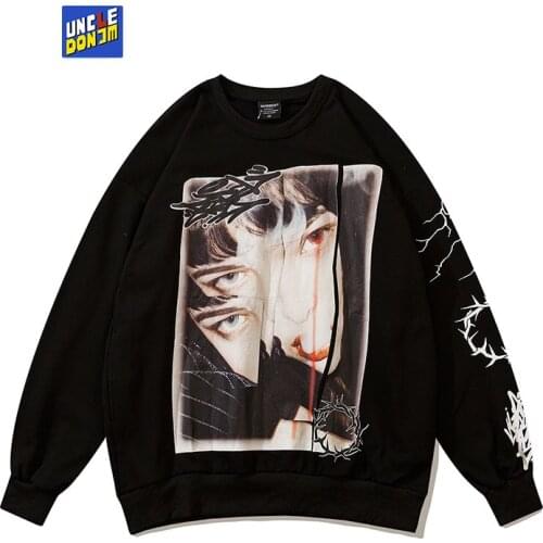UNCLEDONJM Graphic crewneck sweatshirt harajuku lounge wear boys sweatshirts 2021 men clothing oversized hoodie 8610