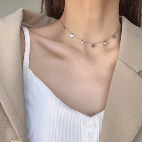 316L Stainless Steel Zircon Love Drape Charms Clavicle Chain Choker Collier Pendant Necklace For Women Fashion Fine Jewelry Gift