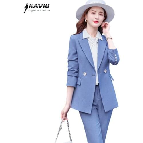 Women Suits High End Temperament Professional 2021 New Autumn Formal Long Sleeve Slim Blazer And Pants Office Ladies Work Wear