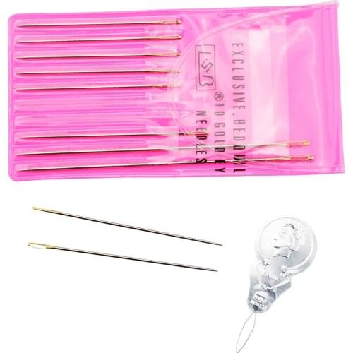 10 pcs/set 3 Size Big Eye Needles Gold Long Large Hole Sewing Knitting Embroidery Tool Hand DIY Needlework Craft Sewing Darning