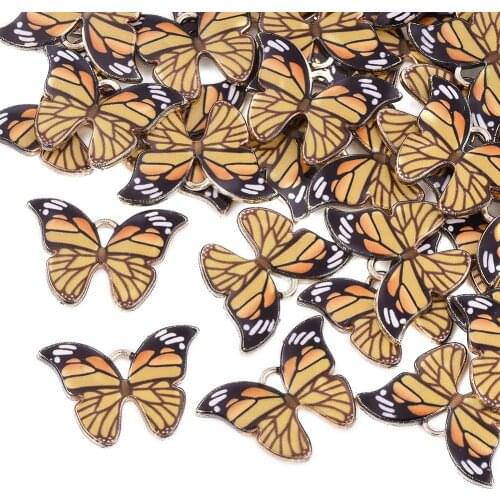 10pcs Printed Alloy Pendants Light Gold Color Enamel Butterfly Charms DIY Necklace Bracelet Animal Pendant Handmade Jewelry