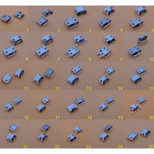 25models 25piece micro usb jack 5p 5 pins mini female usb connector socket for samsung htc lenovo zte mobile phone tablet pcb