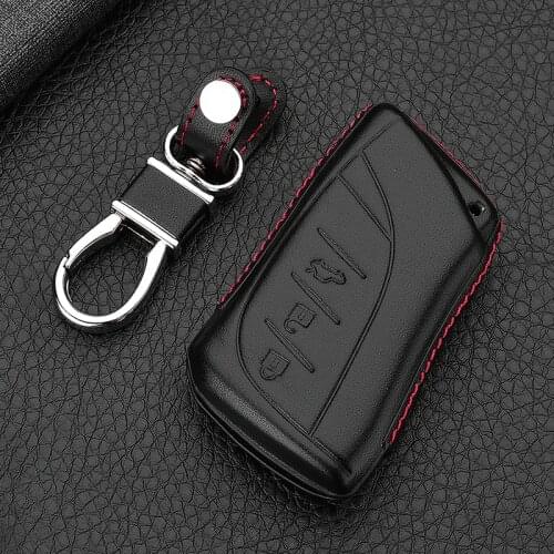 4D Genuine Leather Key Cover Case Pocket For Lexus 2018 ES300h ES350 ES200 ES260 LS350 LS500h Fob Key Car-Styling