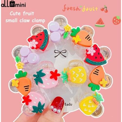 6/10/16 PCS/Set Lovely Small Cartoon Hair Claw Clips Accessories For Kids Candy Arylic Hairpin Crab Fashion Fruit Headwear