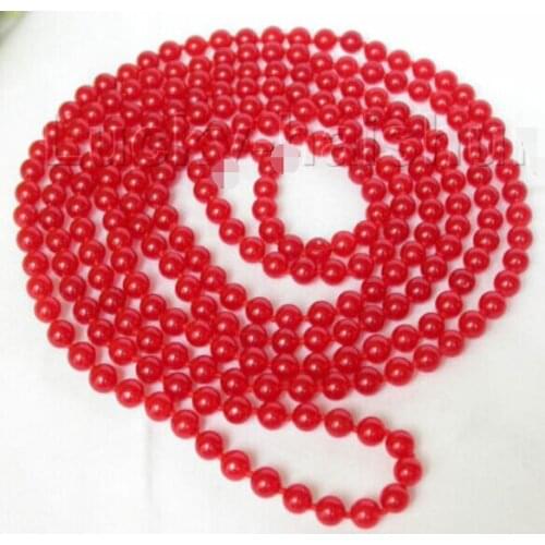 64" 8mm round red healthy sanguine gem stone bead necklace Factory Wholesale price Gift word for women jewelry brinco wedding
