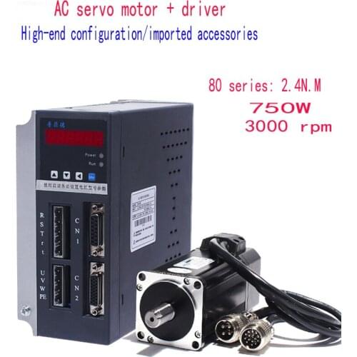 80 Servo Motor 750W AC Servo Motor Driver Set 2.4N with Servo Driver